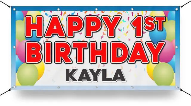Main image of Custom Birthday Vinyl Banner Sign Personalized, Party Backdrop, Birthday Gift, Birthday Party - (5'x10', BB-1)