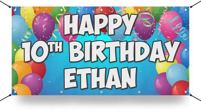Main image of Custom Birthday Vinyl Banner Sign Personalized, Party Backdrop, Birthday Gift, Birthday Party - (5'x10', BB-4)