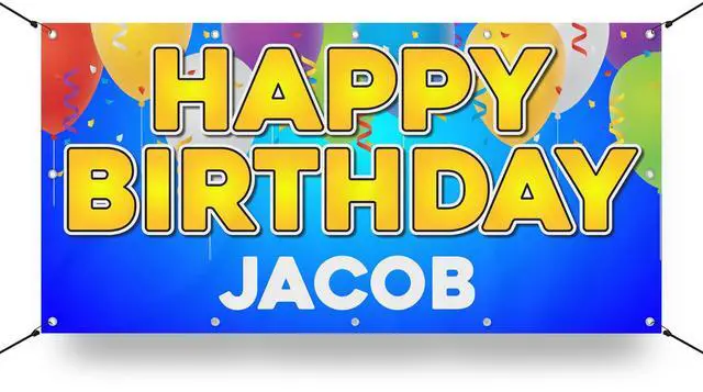 Main image of Custom Birthday Vinyl Banner Sign Personalized, Party Backdrop, Birthday Gift, Birthday Party - (5'x10', BB-3)