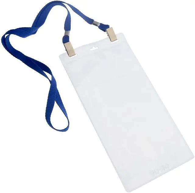 Alt view image 4 of 6 - Bulk 25 Pack - 4 x 8 Inch Extra Large Ticket & Event Credential Badge Holders with Double Sided Lanyards with Two Bulldog Clips, by (Royal Blue)