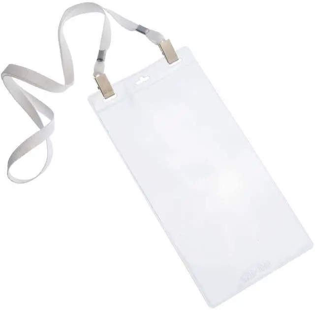 Alt view image 4 of 6 - Bulk 25 Pack - 4 x 8 Inch Extra Large Ticket & Event Credential Badge Holders with Double Sided Lanyards with Two Bulldog Clips, by (White)
