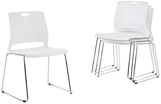 Main image of White Plastic Stackable Chairs-(Set of 4)