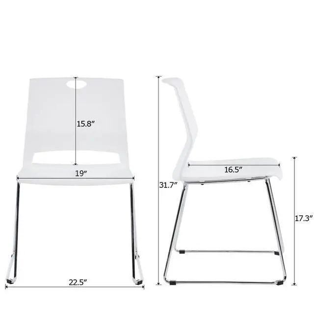 Alt view image 3 of 7 - White Plastic Stackable Chairs-(Set of 4)