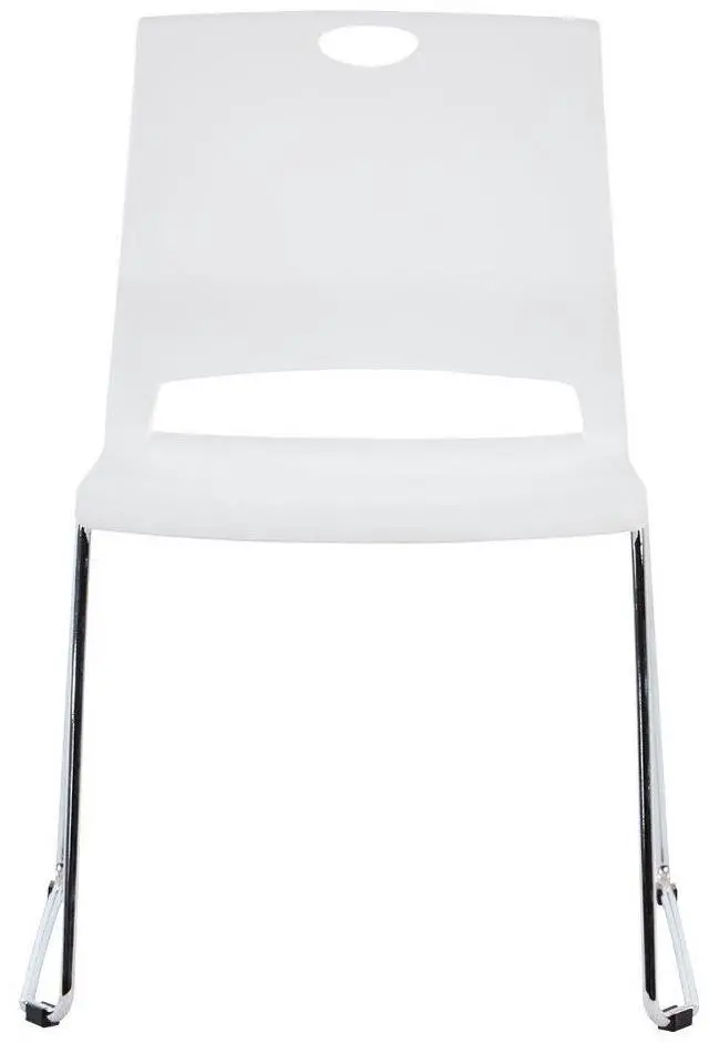 Alt view image 5 of 7 - White Plastic Stackable Chairs-(Set of 4)