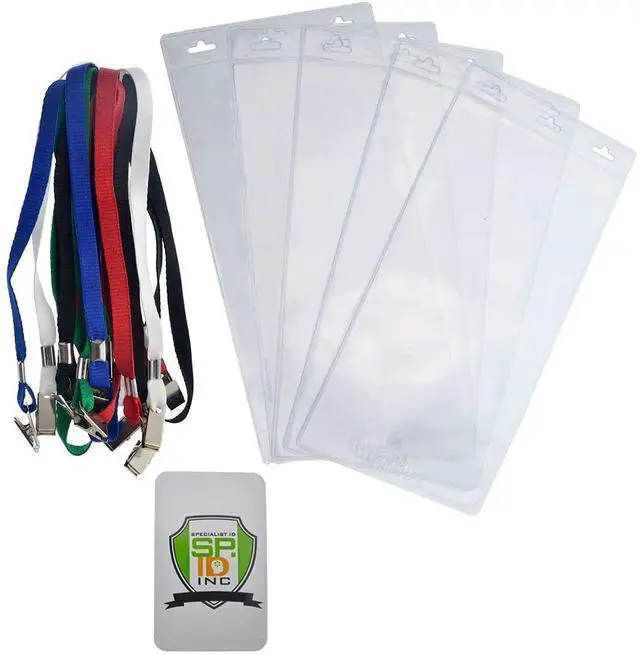 Alt view image 6 of 7 - Bulk 25 Pack - 4 x 8 Inch Extra Large Ticket & Event Credential Badge Holders with Double Sided Lanyards with Two Bulldog Clips, by (Assorted Colors)