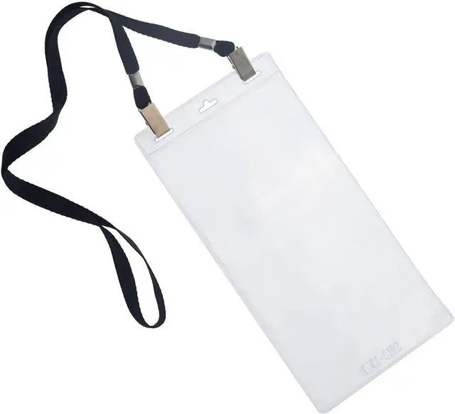 Alt view image 5 of 7 - Bulk 25 Pack - 4 x 8 Inch Extra Large Ticket & Event Credential Badge Holders with Double Sided Lanyards with Two Bulldog Clips, by (Black)