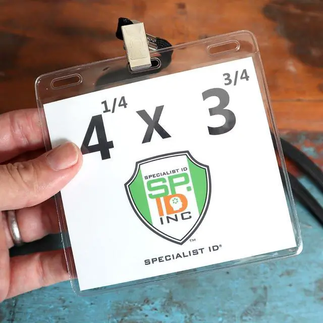 Alt view image 3 of 7 - 500 Pack -4x3 Nametag Holder with Lanyard - Horizontal - Premium 4 x 3 Event Badge Holders with Lanyards - Extra Room Pouch - Large Name Tags for Events, (up to 3 3/4 x 4 1/4) (Black)