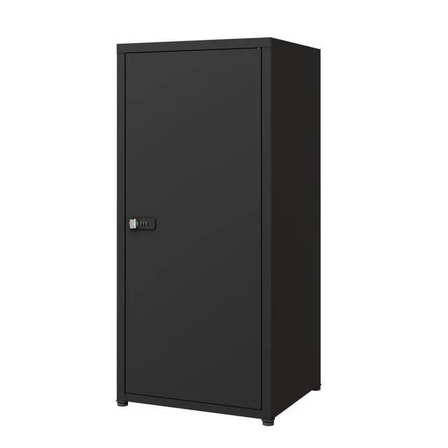 Alt view image 6 of 7 - Metal Storage Cabinet with Lock, 3 Adjustable Shelves Single Door Steel Locker for Home, Office & Garage (Black)