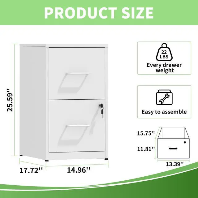 Alt view image 3 of 7 - Metal File Cabinet with Drawer Heavy Duty Locking File Cabinets | Home Office Steel Filing Cabinet Vertical File Cabinets for Legal/Letter Size File,Assembly Required