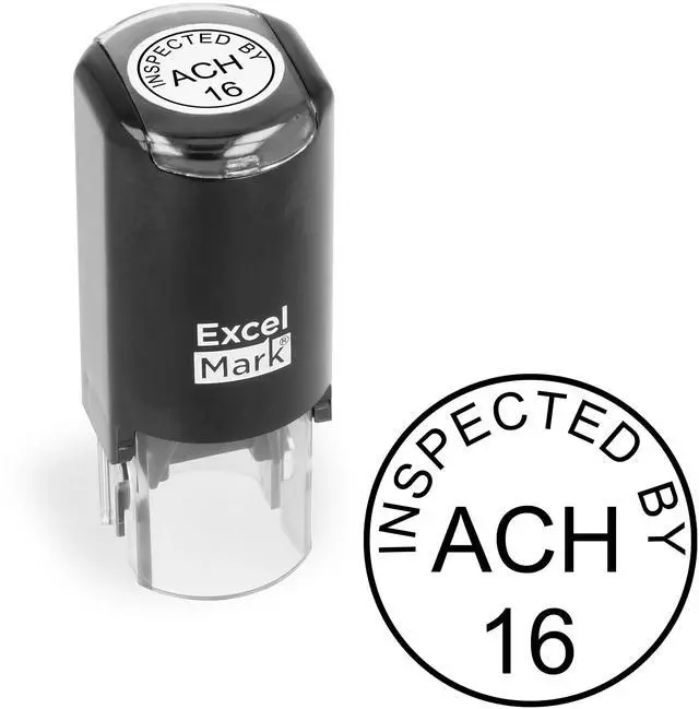 Main image of Self-Inking Inspection Stamp - 5/8" Diameter, Ideal for Quality Control & Documentation Purposes, Perfect for Office and Factory Settings (3 Lines)