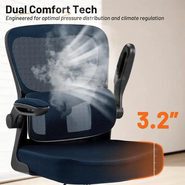 Alt view image 6 of 7 - Drafting Chair - Ergonomic Tall Office Chair with Lumbar Support and Flip-up Armrests - High Standing Desk Chair Breathable Mesh with Adjustable Footrest Ring and Height for Home Office