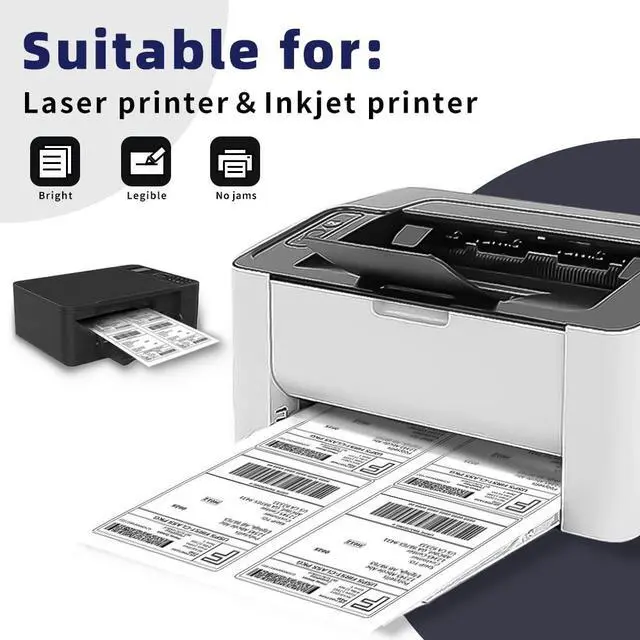 Alt view image 4 of 7 - Shipping Labels with Self Adhesive for Laser & Inkjet Printers, 4 Printing Labels Per Sheet, White 3.5 x 5 Inches - 500 Sheets (2000 Shipping Label Paper)