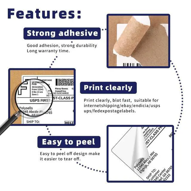 Alt view image 3 of 7 - Shipping Labels with Self Adhesive for Laser & Inkjet Printers, 4 Printing Labels Per Sheet, White 3.5 x 5 Inches - 500 Sheets (2000 Shipping Label Paper)