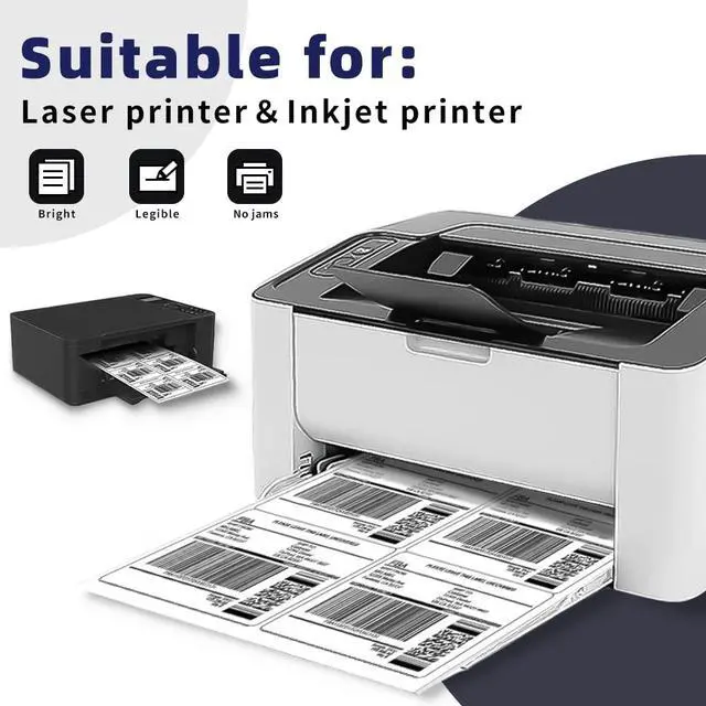 Alt view image 4 of 6 - Self Adhesive 3-1/3" x 4" Address Shipping Labels, 6UP White Sticker Labels, Inkjet/Laser Printer Compatible, 6 Labels/Sheet, 500 Sheets/3000 Labels