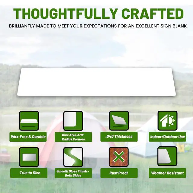 Alt view image 2 of 6 - Aluminum Sheet Blanks for Custom Signs, 6 x 30 x.040 in, White, 5 Packs | Double-Sided, Weatherproof, Yard & Garage Sale Use, Sublimation Metal Plate, Vinyl & Digital Print Ready, Burr-Free Corners