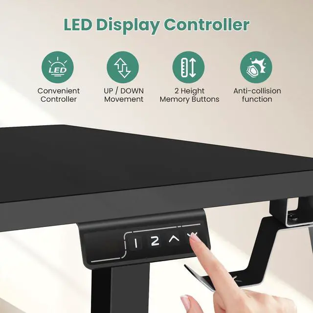 Alt view image 5 of 7 - 63 L Shaped Standing Desk,Electric Height Adjustable Corner Stand Up Desk, Ergonomic Sit Stand Home Office Computer Desk with Splice Board (Black)