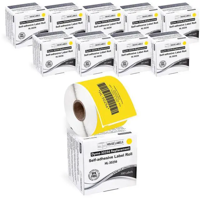 Main image of Compatible with Dymo 30256 Labels, Yellow, 2-5/16" x 4" | Shipping Labels; Compatible With Dymo LW 450, 4XL (Not 5**, 5XL), Rollo & Zebra; 10 Rolls /3000 Labels