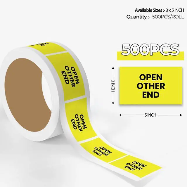 Alt view image 2 of 6 - Open Other End Warehouse Receiving Labels 3"x5" Rectangle Labels 500 Qty/Roll Paper, Easy Peel and Stick, Strong Adhesive, No Residue, Made in USA