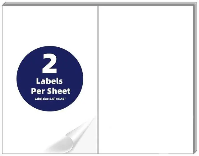 Main image of Self Adhesive Address Shipping Labels, White Sticker Labels (500 Sheets, 8.5" x 5.5" (2UP))