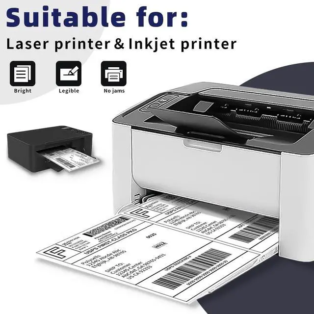 Alt view image 4 of 7 - Self Adhesive Address Shipping Labels, White Sticker Labels (500 Sheets, 8.5" x 5.5" (2UP))
