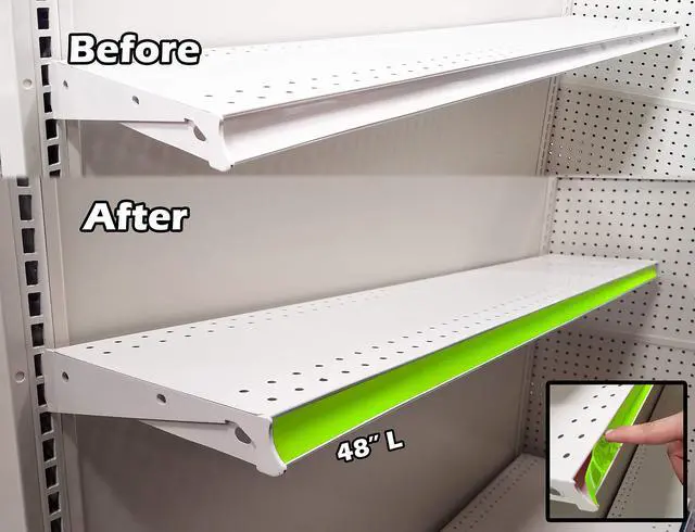 Alt view image 3 of 3 - Decorative Gondola Shelving Pre Cut Vinyl Insert Strips 48" x 1.25" Shelf C-Channel, Lime Green, 100 Pack