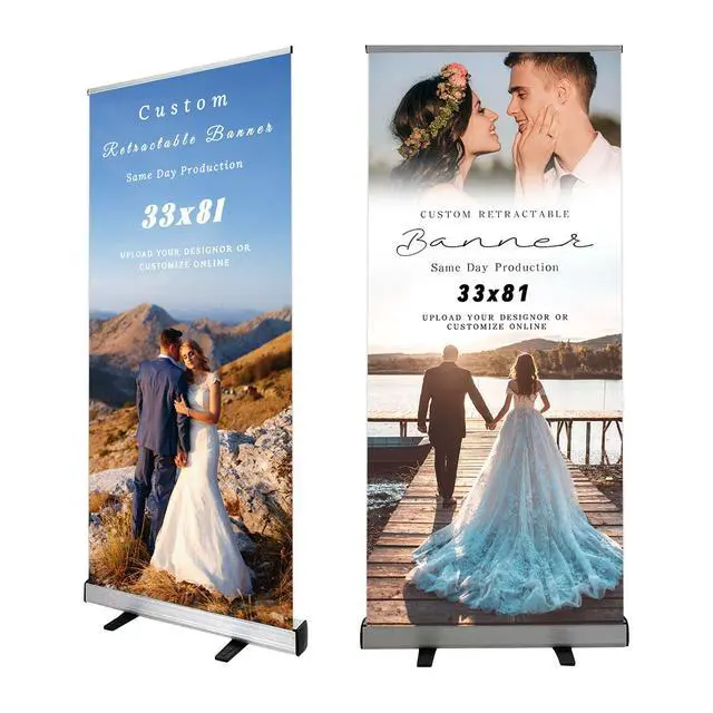 Alt view image 3 of 7 - Retractable Roll up Banner Stand 33.5''x 81'' ized Banner Pull up Roll up Portable Personalized Display Banner for Business and Trade Shows Advertising and PromotionWithout Base and Stand