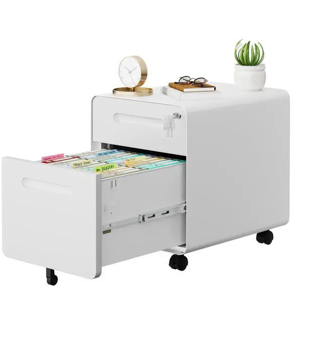 Main image of 2 Drawer Mobile Low Profile File Cabinet with Lock and 4 Keys | Metal Filing Cabinet for Home Office, Under Desk, Pre-Assembly, File Drawer, Letter/Legal/A4 Hanging File Folders