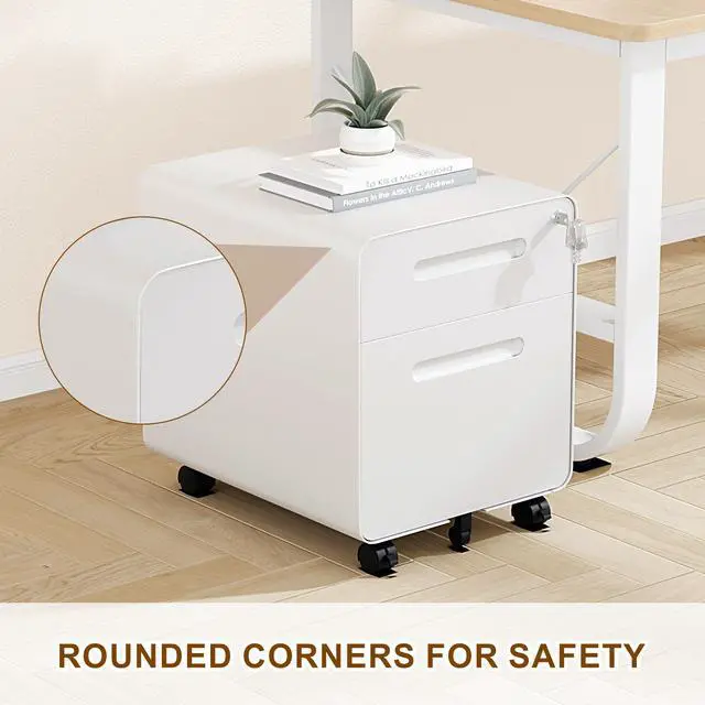 Alt view image 7 of 7 - 2 Drawer Mobile Low Profile File Cabinet with Lock and 4 Keys | Metal Filing Cabinet for Home Office, Under Desk, Pre-Assembly, File Drawer, Letter/Legal/A4 Hanging File Folders