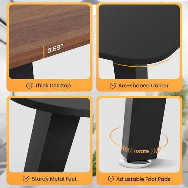 Alt view image 4 of 7 - 8FT Conference Table, 94.48 Meeting Seminar Table with Cable Grommets, Boardroom Table Workstation for Meeting Room, Office Conference (Black & Walnut)
