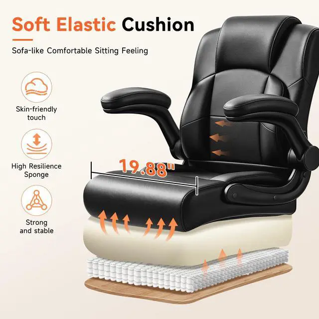 Alt view image 5 of 7 - Pu Leather Drafting Chair,Tall Office Chair for Standing Desk with Footring,Counter Height Adjustable High Office Chair with Flip-up Armrests for Home,Drawing