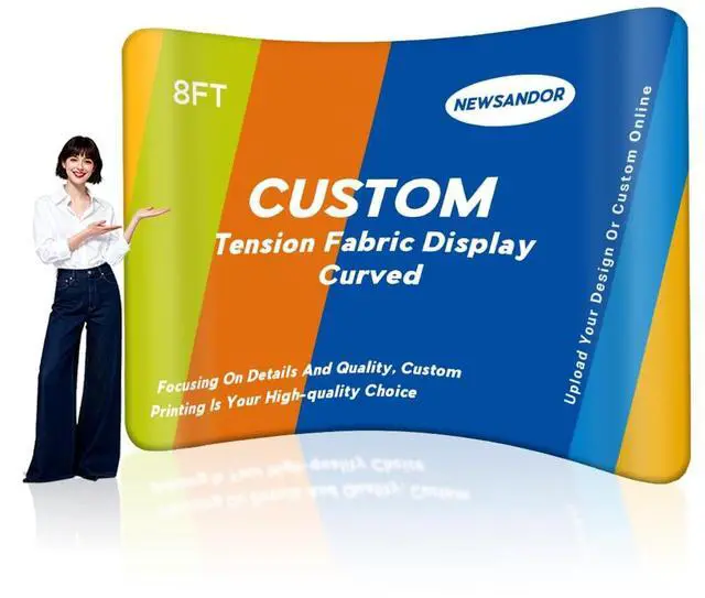 Main image of 13x8 FT Custom Curved Tension Fabric Display Backdrops | Trade Show Backdrop Booth Tension Banner H-D Printing Portable Tension Backdrop for Business Tradeshow Party Events, Wedding