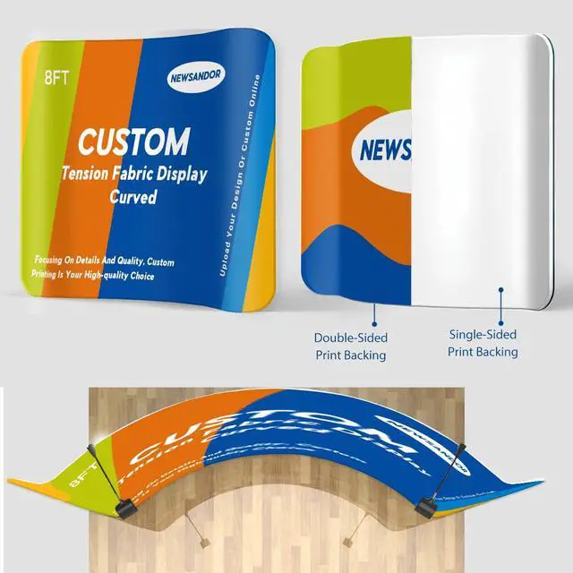 Alt view image 2 of 6 - 13x8 FT Custom Curved Tension Fabric Display Backdrops | Trade Show Backdrop Booth Tension Banner H-D Printing Portable Tension Backdrop for Business Tradeshow Party Events, Wedding