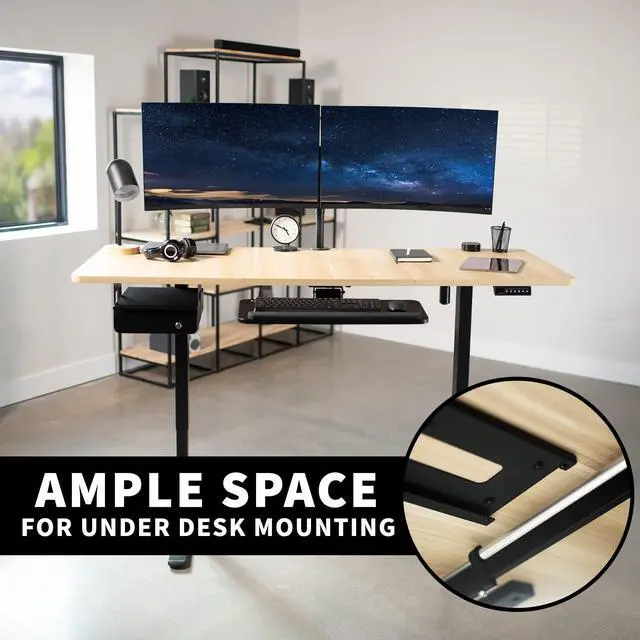 Alt view image 5 of 7 - Electric Standing Desk Frame, Rear-Set Legs, Single Motor Memory Controller Height Adjustment, Frame Only, Black, DESK-100E-RB
