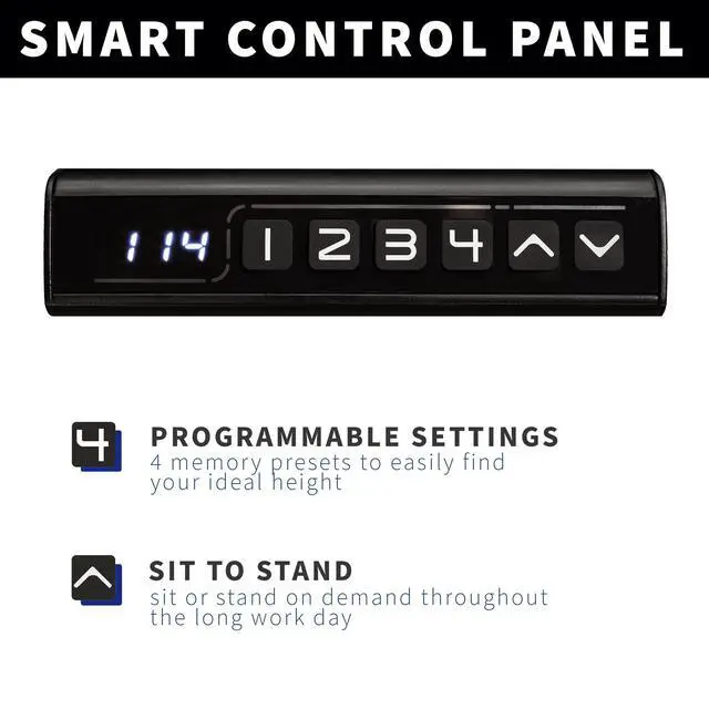 Alt view image 6 of 7 - Electric Standing Desk Frame, Rear-Set Legs, Single Motor Memory Controller Height Adjustment, Frame Only, Black, DESK-100E-RB