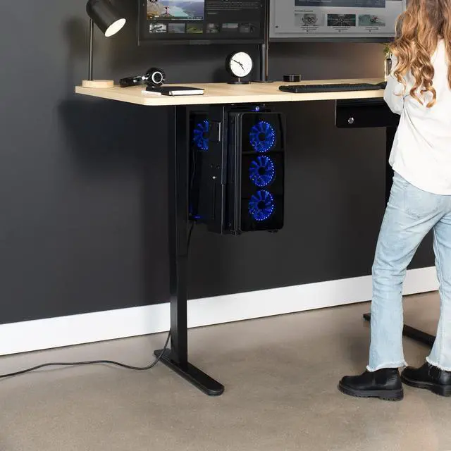 Alt view image 7 of 7 - Electric Standing Desk Frame, Rear-Set Legs, Single Motor Memory Controller Height Adjustment, Frame Only, Black, DESK-100E-RB