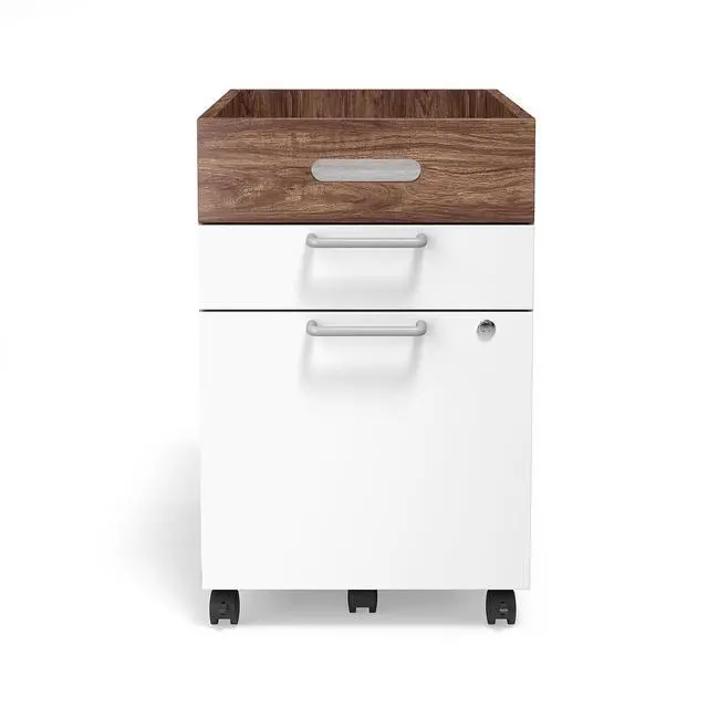 Alt view image 4 of 7 - 2 Drawer Mobile File Cabinet, Rolling Printer Stand, Vertical Filing Cabinet, Office Drawers, Filing Cart for Home Office, A4/Letter Size, Black and Rustic Brown BFK20WJ01