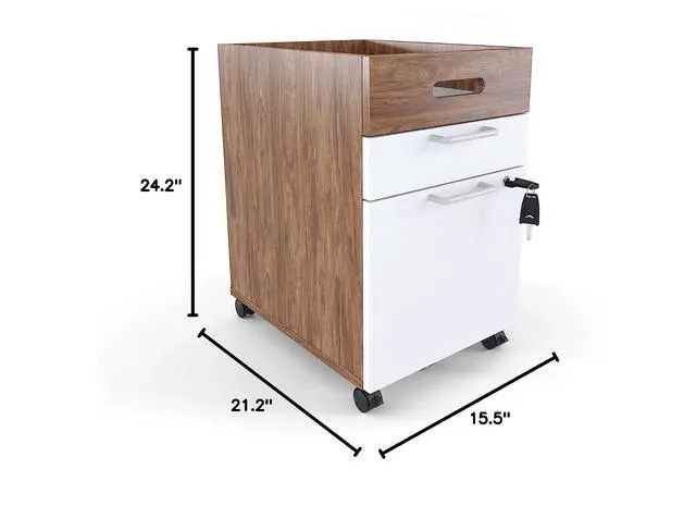 Alt view image 3 of 7 - 2 Drawer Mobile File Cabinet, Rolling Printer Stand, Vertical Filing Cabinet, Office Drawers, Filing Cart for Home Office, A4/Letter Size, Black and Rustic Brown BFK20WJ01