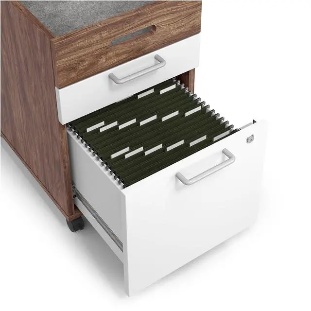Alt view image 5 of 7 - 2 Drawer Mobile File Cabinet, Rolling Printer Stand, Vertical Filing Cabinet, Office Drawers, Filing Cart for Home Office, A4/Letter Size, Black and Rustic Brown BFK20WJ01