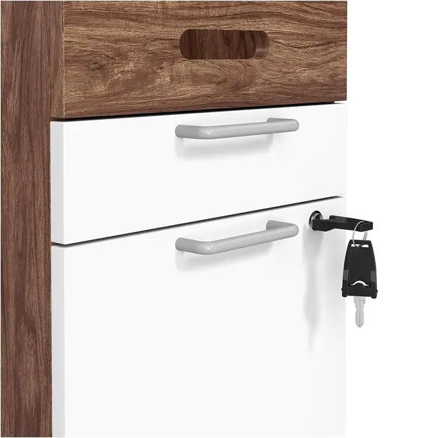 Alt view image 6 of 7 - 2 Drawer Mobile File Cabinet, Rolling Printer Stand, Vertical Filing Cabinet, Office Drawers, Filing Cart for Home Office, A4/Letter Size, Black and Rustic Brown BFK20WJ01