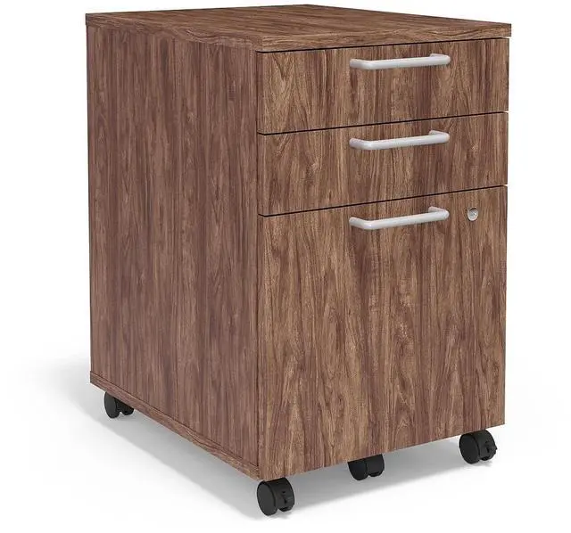 Main image of Essentials Mobile Pedestal File, 3-Drawer, Espresso | Left/right install, legal/letter size, 15.6x21.3x24.3 in, box/box/file