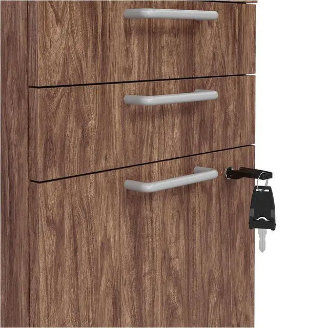 Alt view image 4 of 6 - Essentials Mobile Pedestal File, 3-Drawer, Espresso | Left/right install, legal/letter size, 15.6x21.3x24.3 in, box/box/file