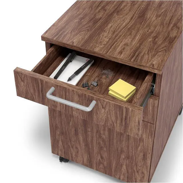 Alt view image 5 of 6 - Essentials Mobile Pedestal File, 3-Drawer, Espresso | Left/right install, legal/letter size, 15.6x21.3x24.3 in, box/box/file