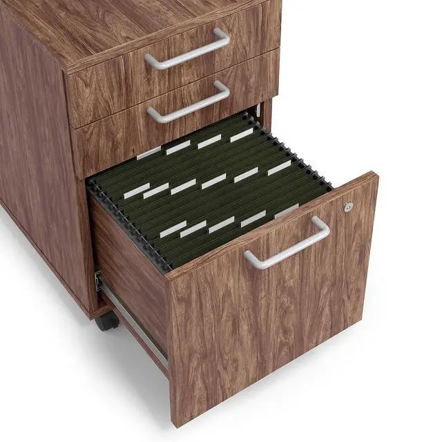 Alt view image 6 of 6 - Essentials Mobile Pedestal File, 3-Drawer, Espresso | Left/right install, legal/letter size, 15.6x21.3x24.3 in, box/box/file