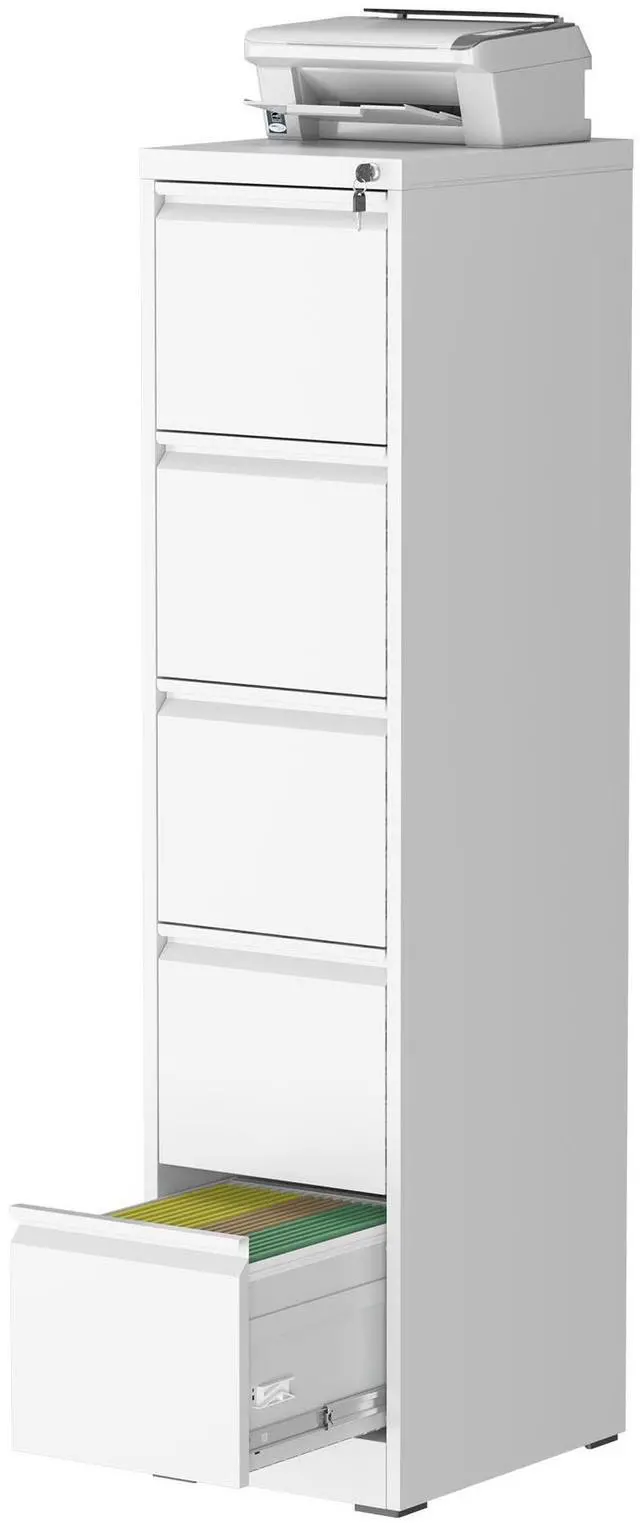 Main image of 5 Drawer Vertical File Cabinet with Lock, Metal Filing Cabinets for Home Office, Heavy Duty File Storage Cabinet for Legal/Letter/A4 Documents, Easy to Assemble, White