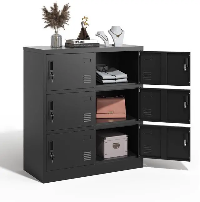 Main image of Metal Locker Storage Cabinet with 6 Door, Storage Lockers for Employee, Black Steel Employee Lockers with Lock, Office Gym Storage Locker for School Restaurant Home, Assembly Require