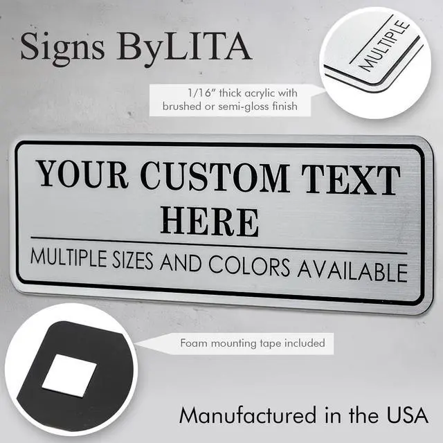 Alt view image 3 of 7 - Signs By LITA Standard Custom Plastic Wall or Door Sign Personalized Text Easy to Install with Strong Adhesive Durable Business, Home, or Property Sign