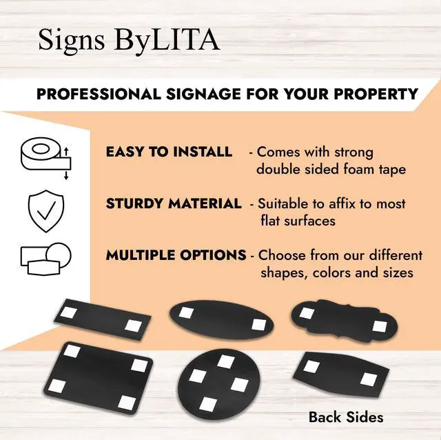 Alt view image 4 of 7 - Signs By LITA Standard Custom Plastic Wall or Door Sign Personalized Text Easy to Install with Strong Adhesive Durable Business, Home, or Property Sign