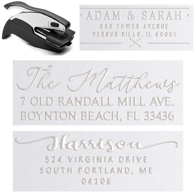 Main image of Personalized Custom Address Embosser Seal Desk Handheld Wedding Invitation Seal Embosser Personalized Customized 2" x 1" (Rectangle Embosser4)