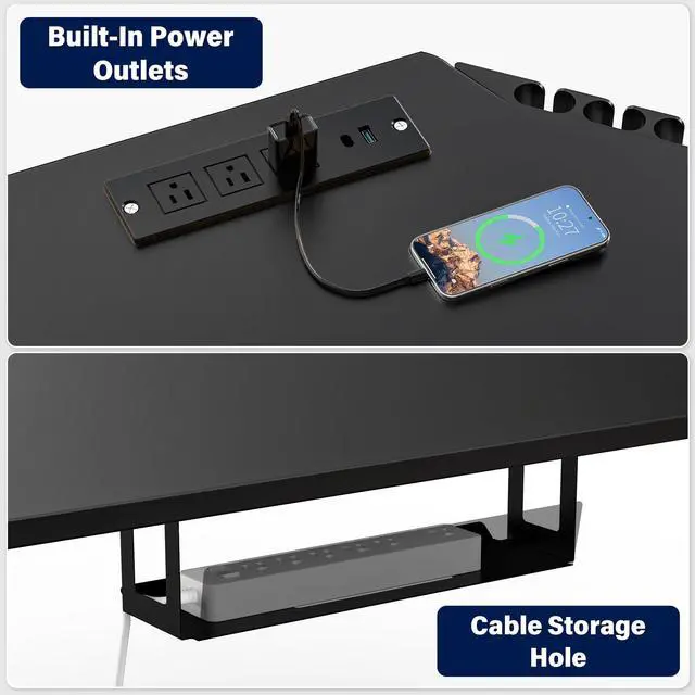 Alt view image 6 of 7 - 63 x 55 inch L-Shaped Standing Desk, Corner Computer Desk, Electric Standing Desk Adjustable Height, Sit to Stand Ergonomic Workstation for Home Office, Black