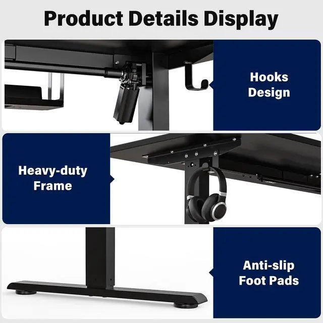 Alt view image 7 of 7 - 63 x 55 inch L-Shaped Standing Desk, Corner Computer Desk, Electric Standing Desk Adjustable Height, Sit to Stand Ergonomic Workstation for Home Office, Black